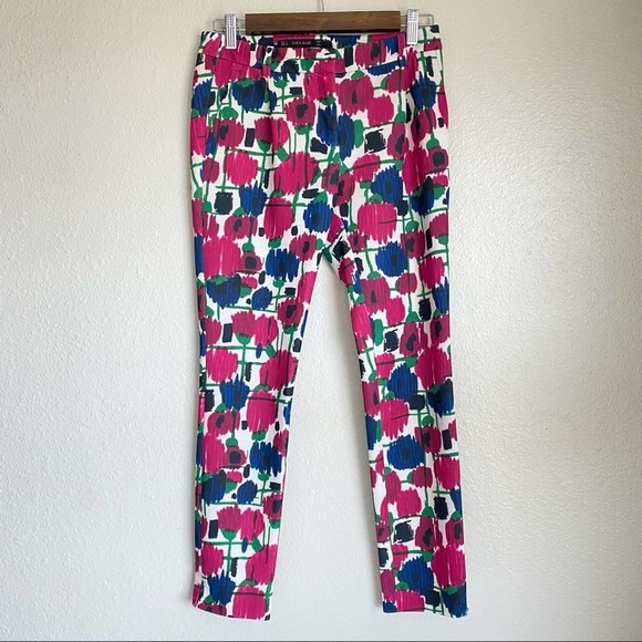 ZARA Abstract Floral Cigarette Pants Size Small - Picture 2 of 6